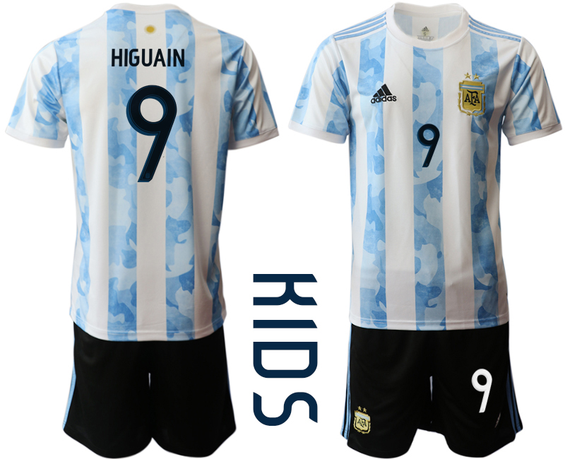 Youth 2020-2021 Season National team Argentina home white #9 Soccer Jersey->customized soccer jersey->Custom Jersey